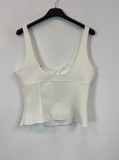 ZARA. Top blanco lazos. T.XS