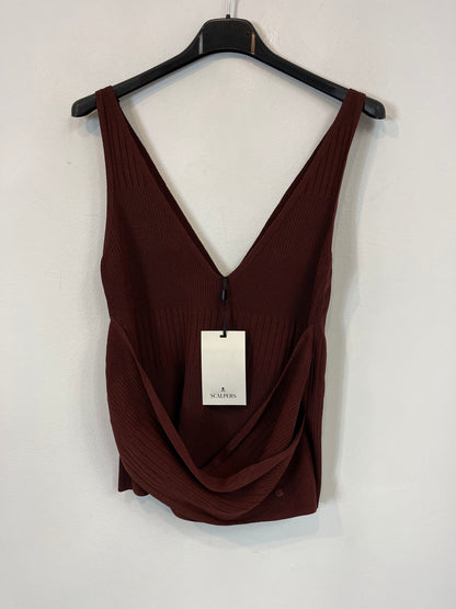 SCALPERS. top marrón canalé T.s