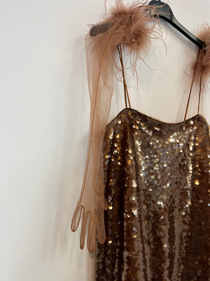MANGO CAPSULE. Sequin dress with gloves. TS