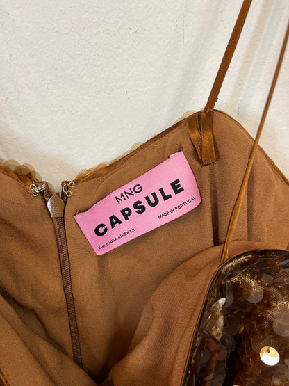 MANGO CAPSULE. Sequin dress with gloves. TS