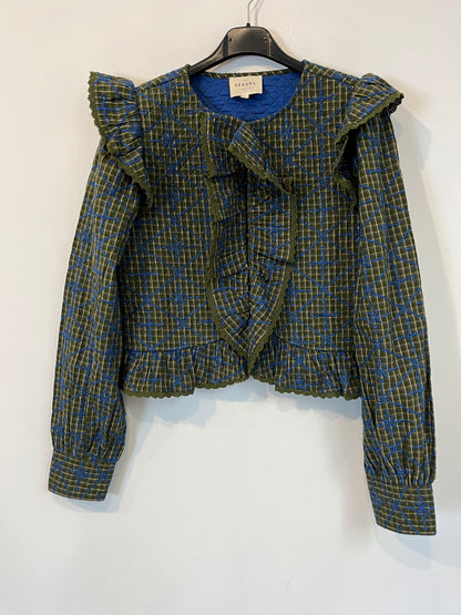 SEZANE. Chaqueta verde bordada T.34