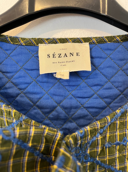 SEZANE. Chaqueta verde bordada T.34