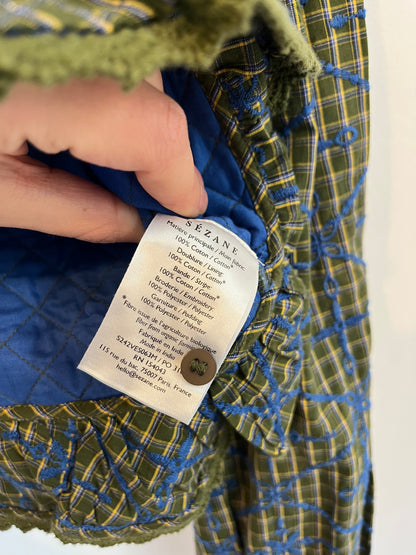 SEZANE. Chaqueta verde bordada T.34