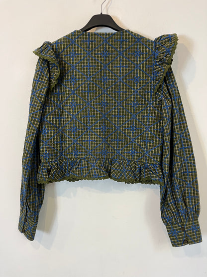 SEZANE. Chaqueta verde bordada T.34