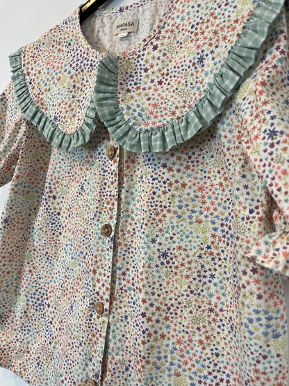 OHANA MAP. T.xs collar floral blouse