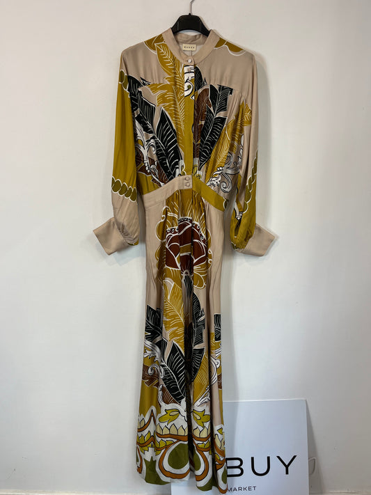 MAKSU. Vestido largo estampado botones  T.s