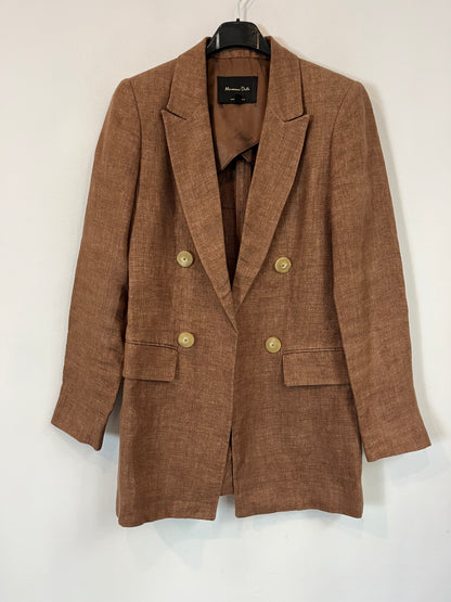 MASSIMO DUTTI. Blazer marrón lino T.34