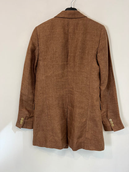 MASSIMO DUTTI. Blazer marrón lino T.34