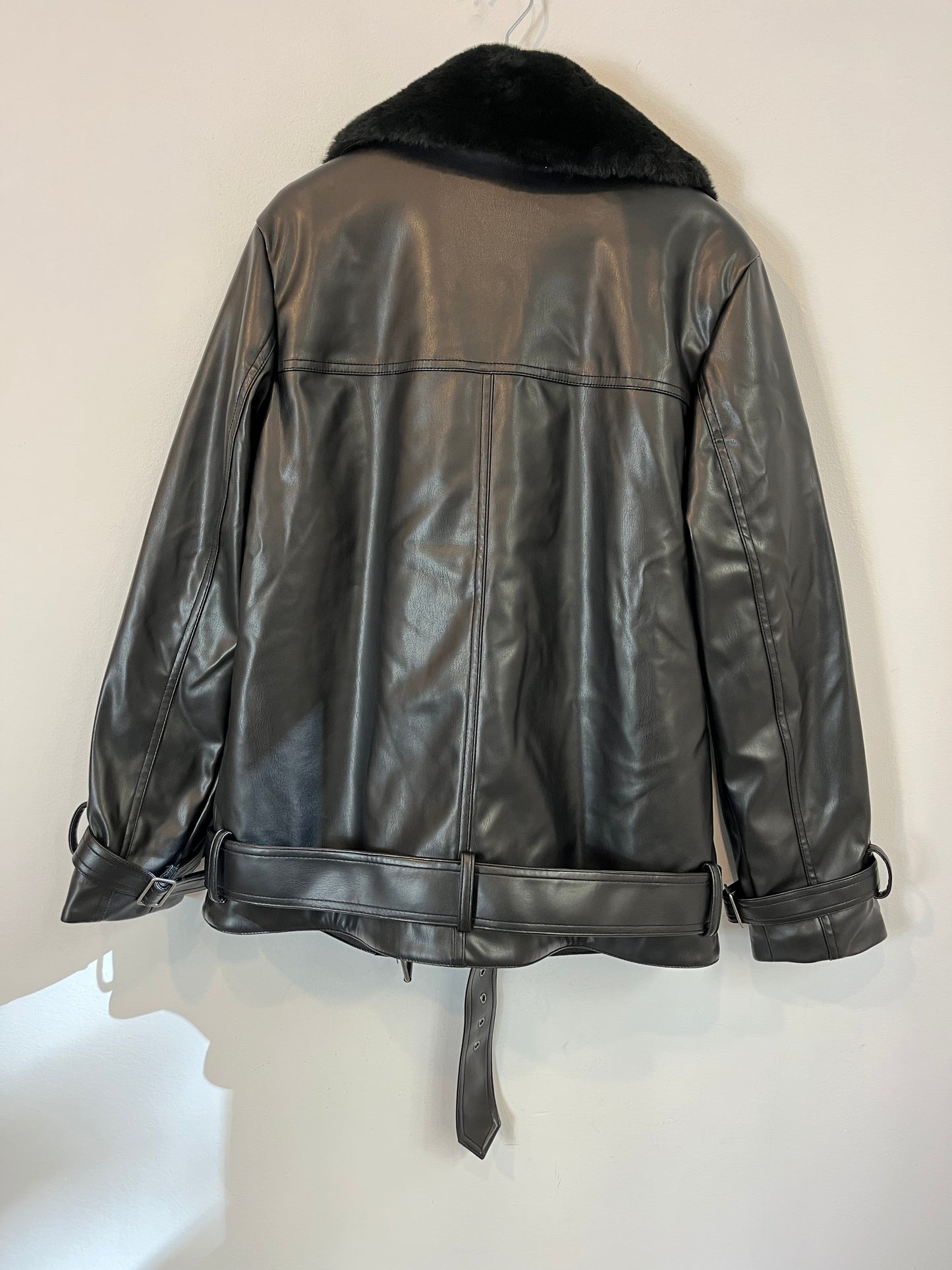 THE DROP. Biker negra efecto piel T.xs