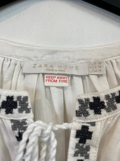 ZARA. Embroidered linen dress. Size M