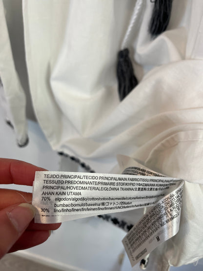 ZARA. Embroidered linen dress. Size M