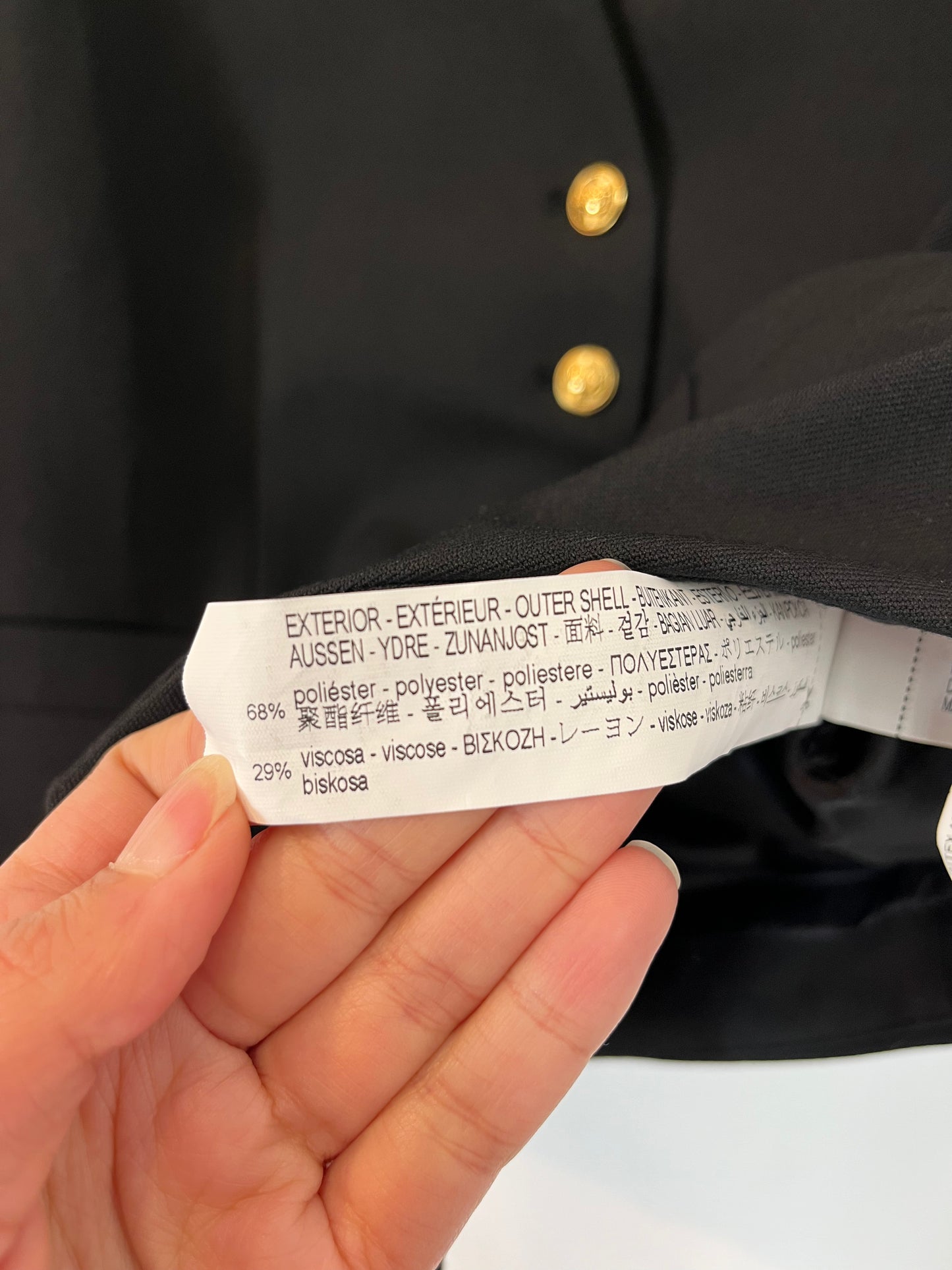 ZARA. Chaleco negro botones dorados. T S