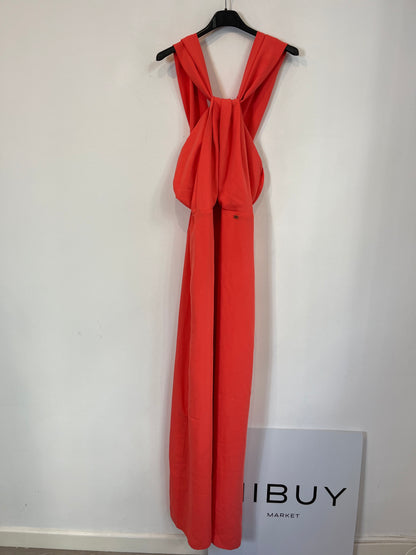 PEDRO DEL HIERRO. Vestido largo coral detalle escote. T S