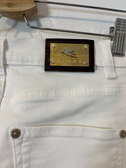 ETRO. White denim with fringe detail. Size 26 (36)