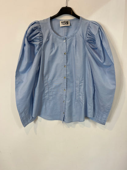 SOPHIE + LUCIE. Blue puff-sleeved blouse. Size 36