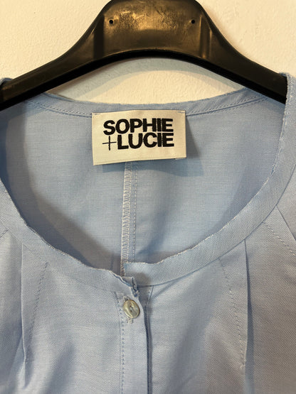 SOPHIE + LUCIE. Blue puff-sleeved blouse. Size 36