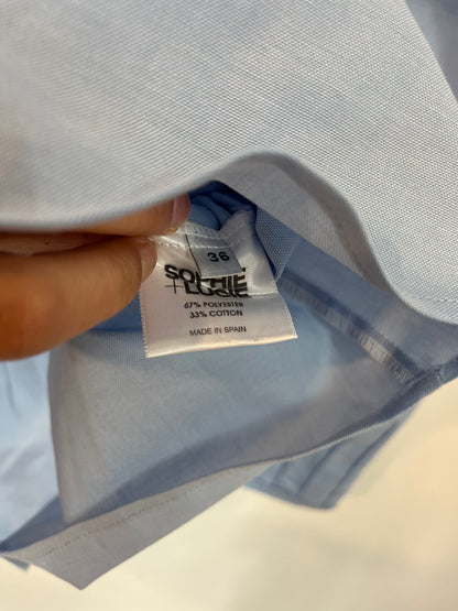 SOPHIE + LUCIE. Blue puff-sleeved blouse. Size 36