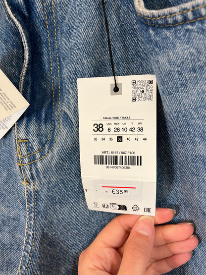 ZARA. Denim pata ancha cinturón. T 38