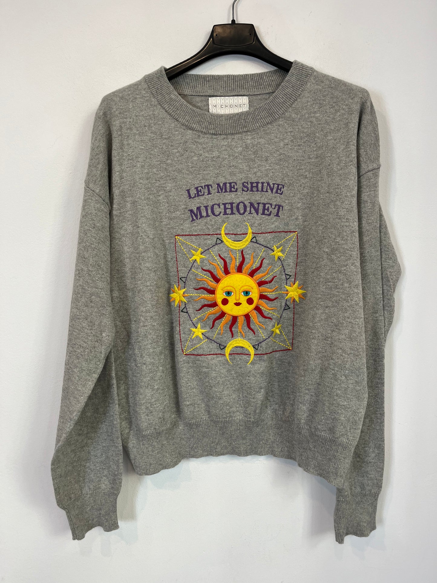 MICHONET. Jersey fino gris bordados. T M