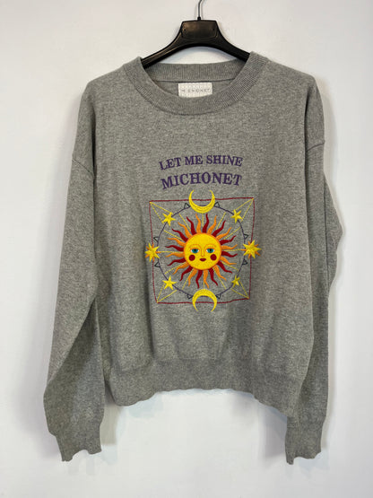 MICHONET. Jersey fino gris bordados. T M
