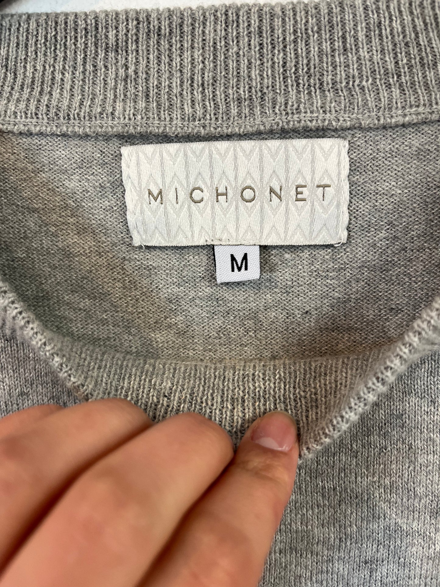 MICHONET. Jersey fino gris bordados. T M