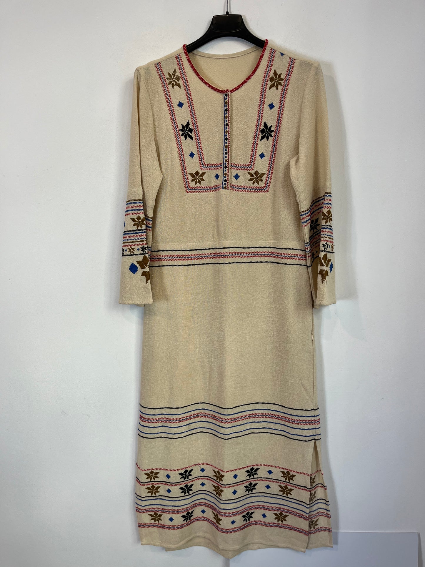 OTRAS. Vestido midi beige estampado. T XS/S