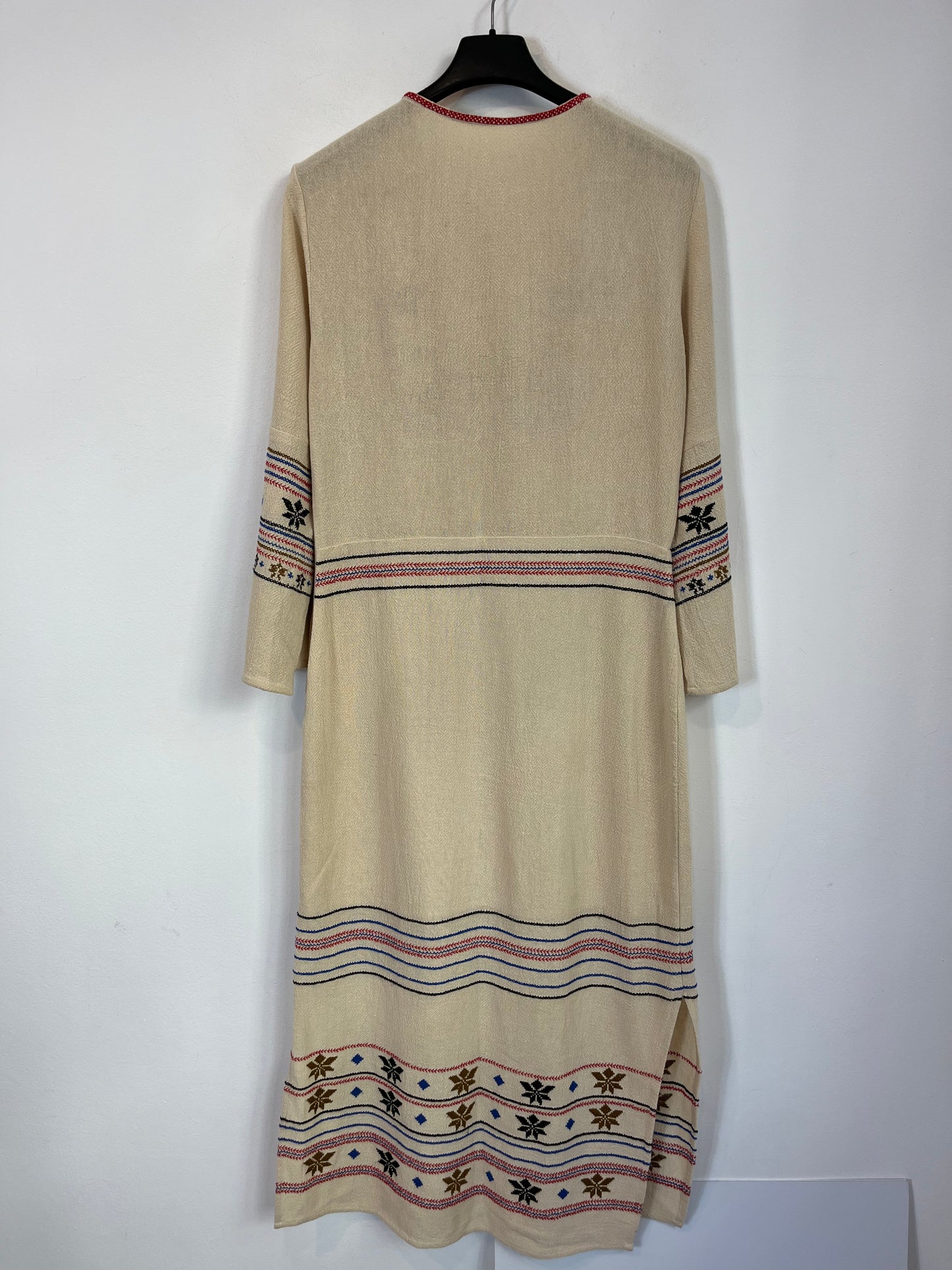 OTRAS. Vestido midi beige estampado. T XS/S