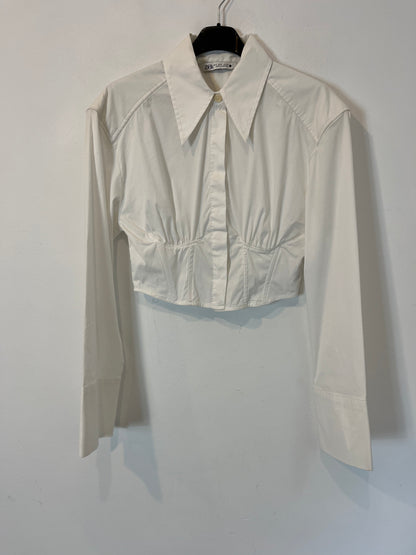ZARA. Blusa blanca estilo corsé. T S