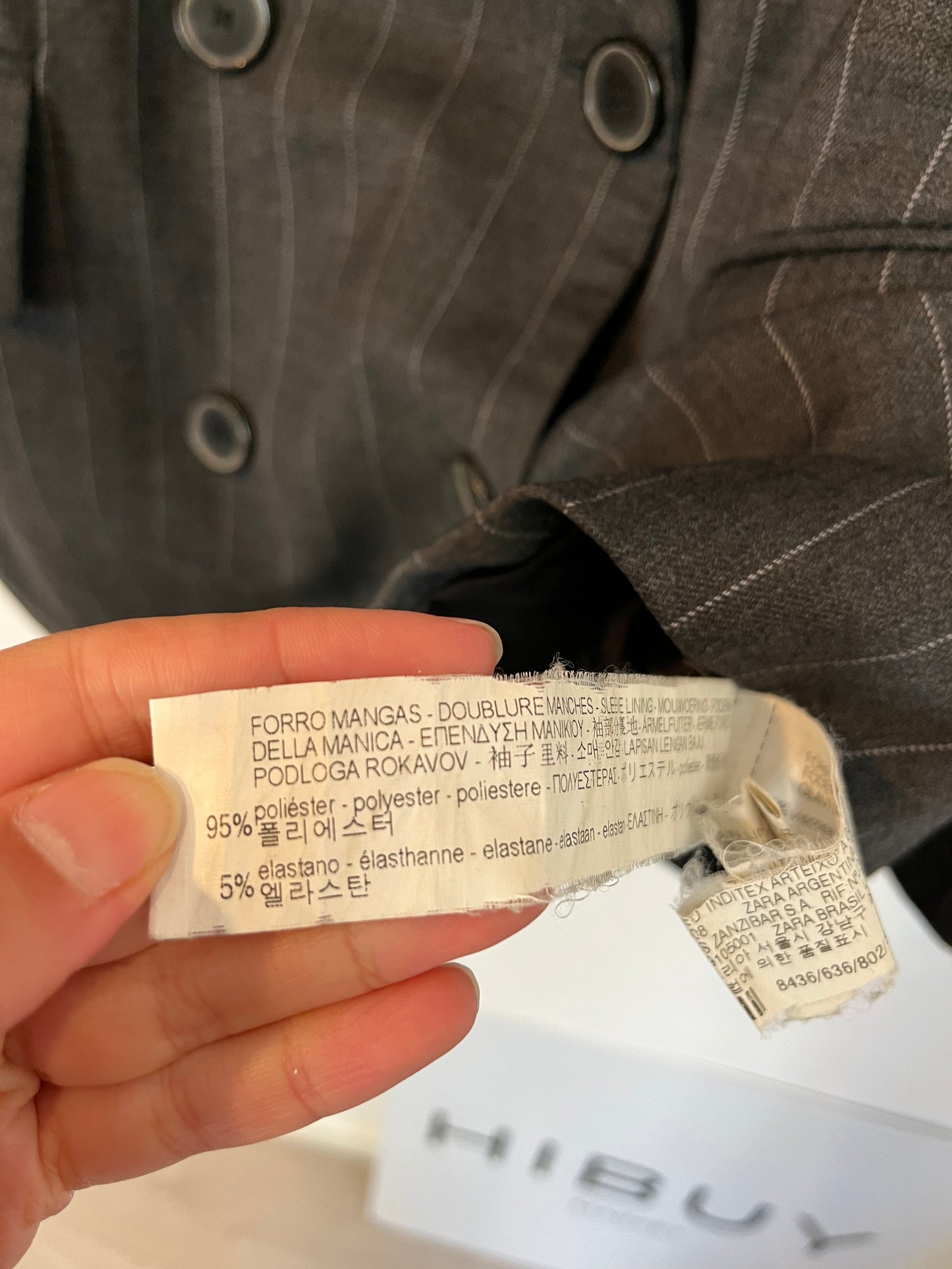 ZARA. Blazer gris rayas. T S (M)