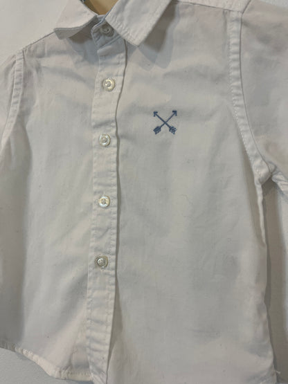 MINI REBEL. Camisa blanca algodón logo. T 9-12 meses