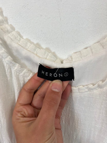 HERON. Vestido largo algodón volante. T S