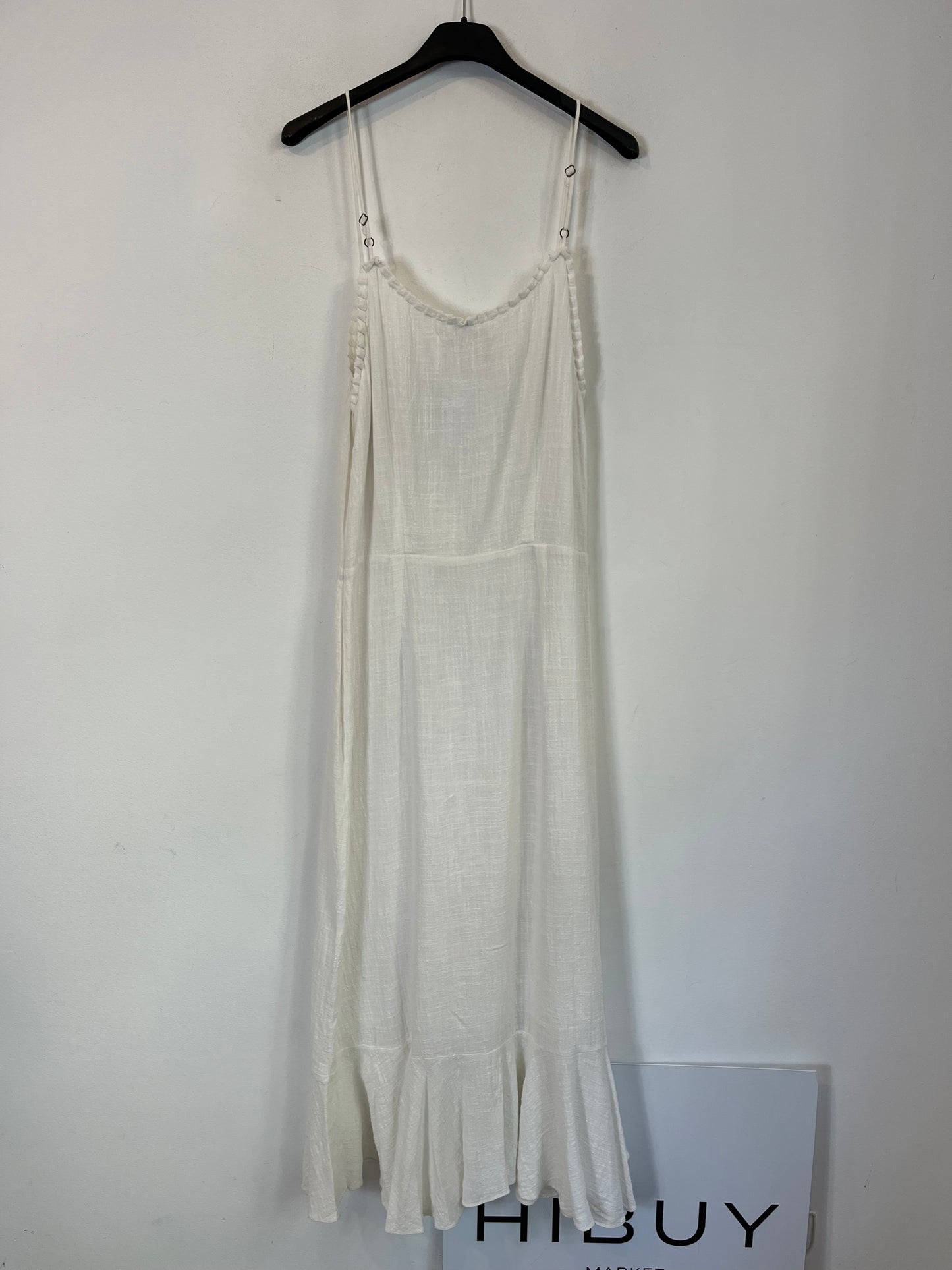 HERON. Vestido largo algodón volante. T S