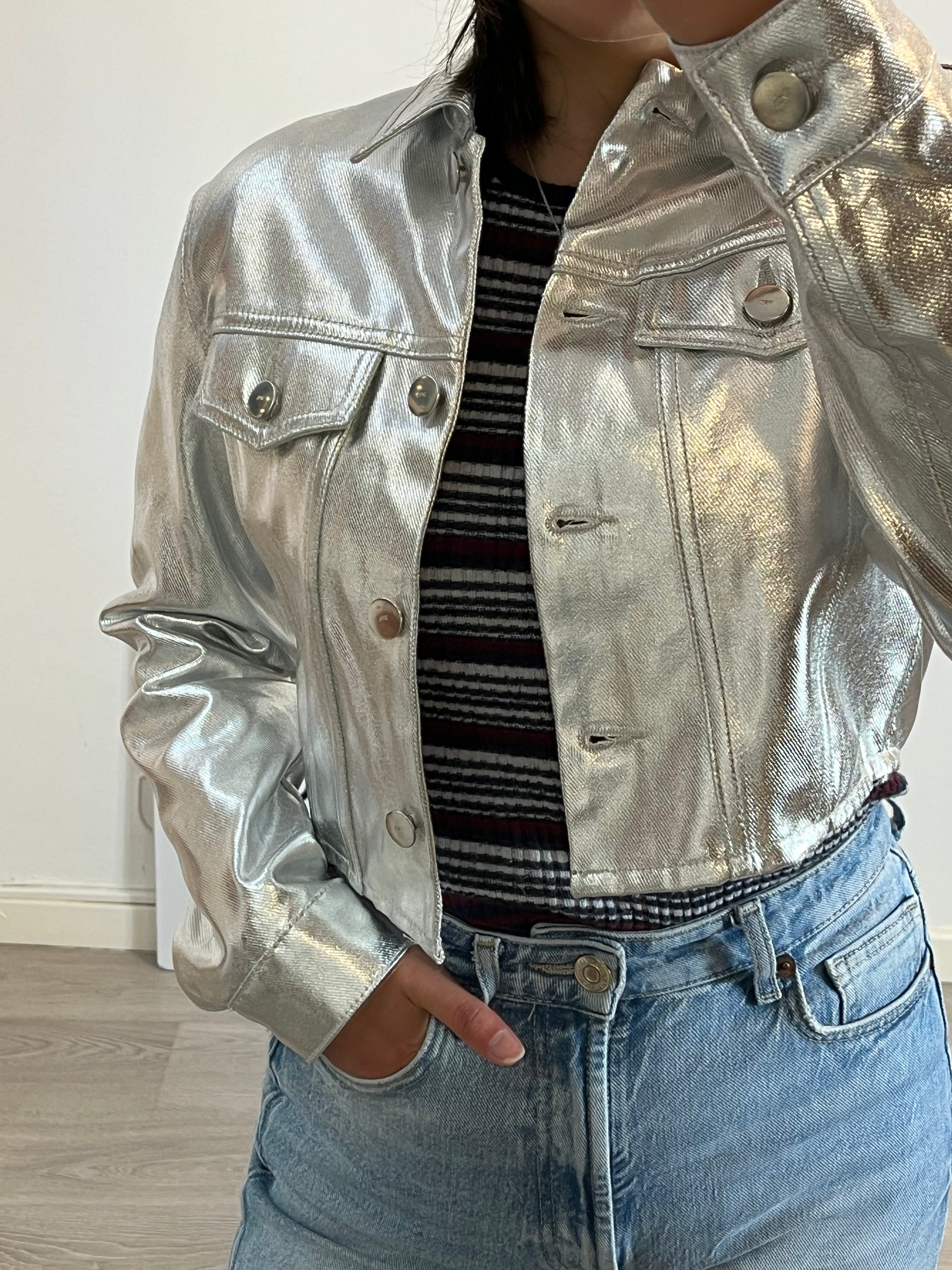 Chaqueta Corta Chaquetas Plateadas De Mujer Moda Chaqueta De Pelo