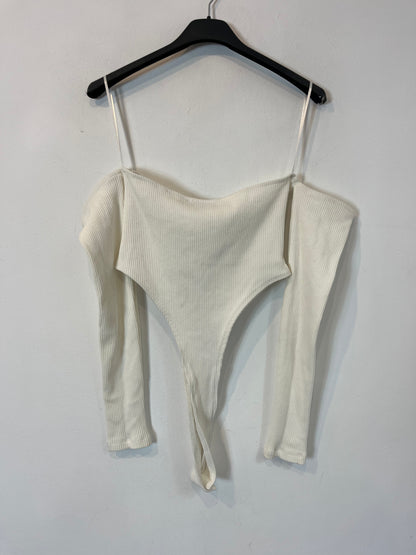 ZARA. Body canalé blanco elástico. T M