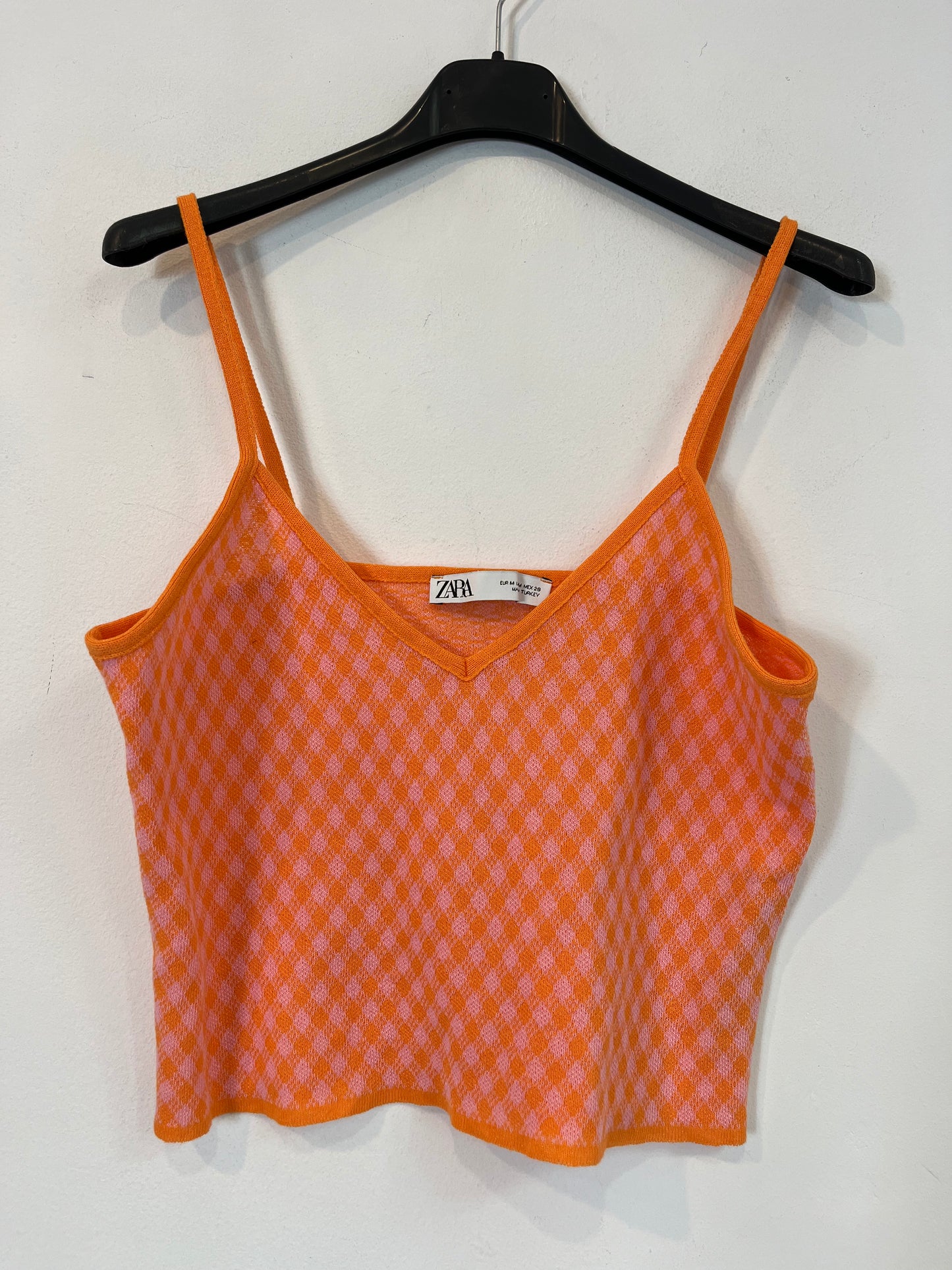 ZARA. Top estampado geométrico bicolor. T M