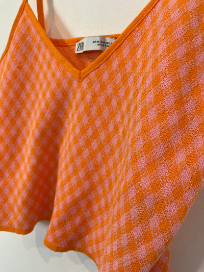 ZARA. Top estampado geométrico bicolor. T M