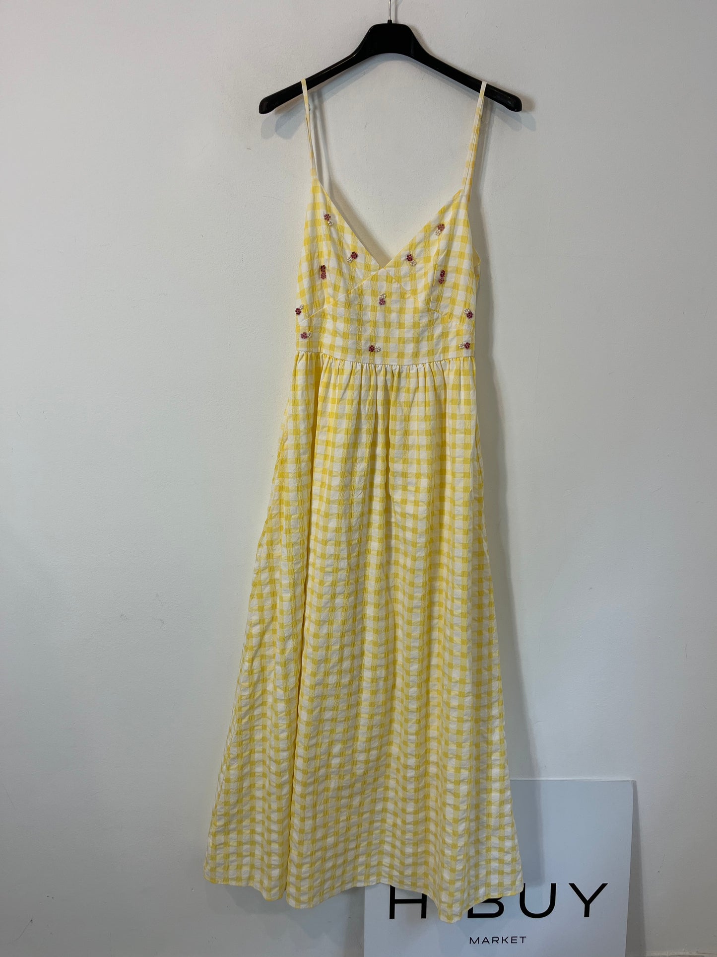 ZARA. Long yellow checked dress. Size XS
