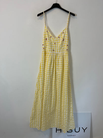 ZARA. Long yellow checked dress. Size XS