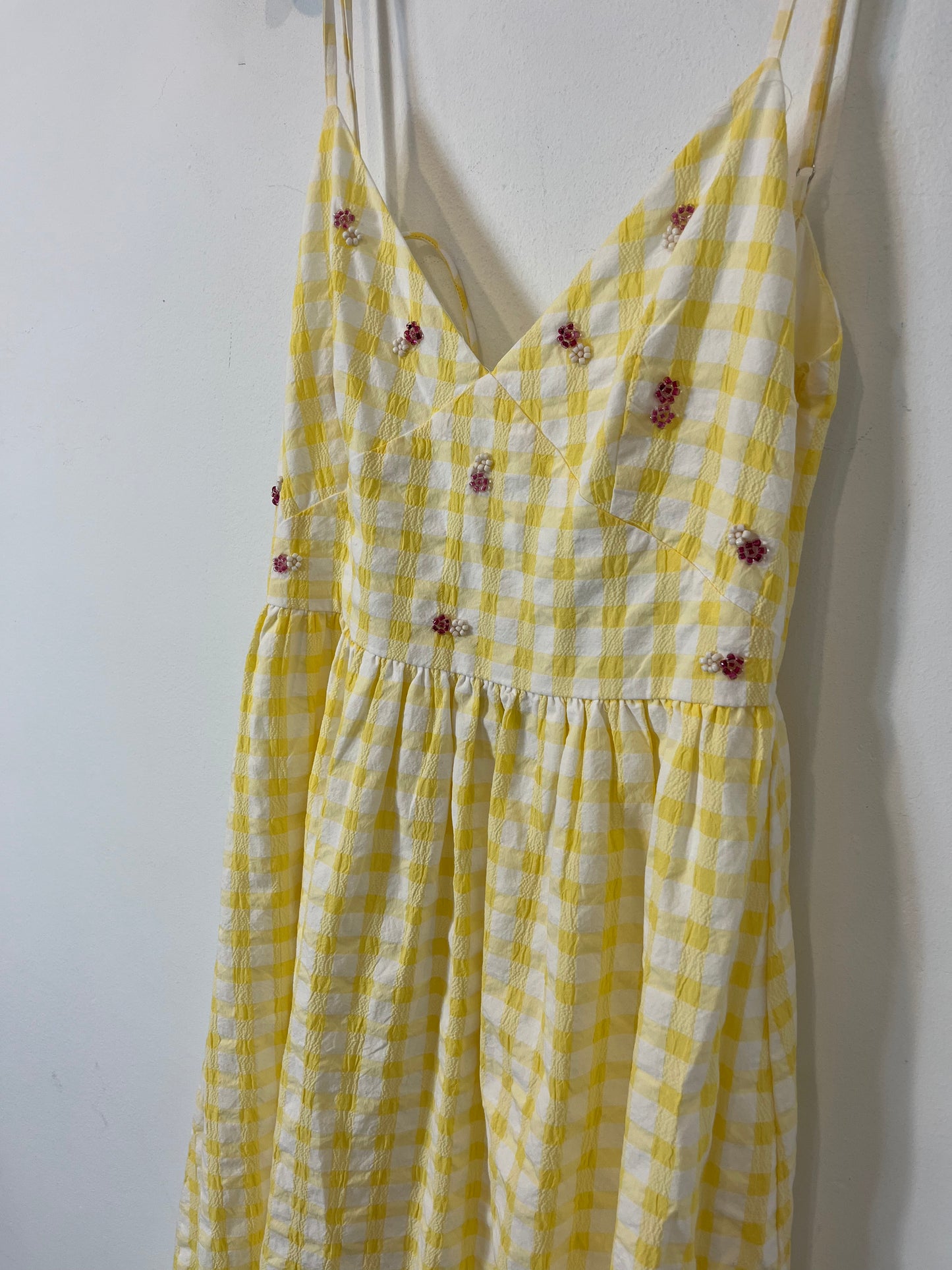 ZARA. Long yellow checked dress. Size XS