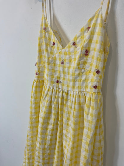 ZARA. Long yellow checked dress. Size XS