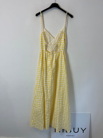 ZARA. Long yellow checked dress. Size XS