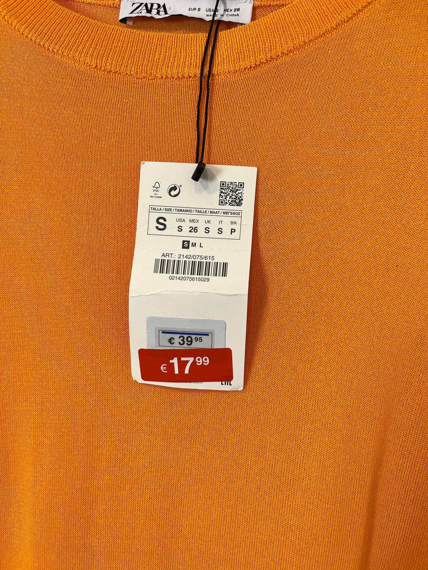 ZARA. Vestido midi naranja. T.S