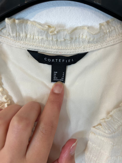 CORTEFIEL. Vestido textura detalle cinturón. T.S