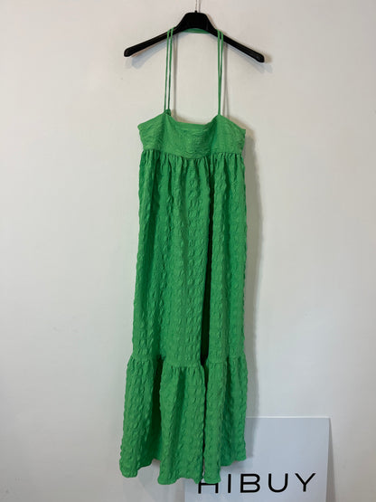 ZARA. Vestido midi verde. T.XS