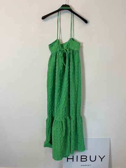 ZARA. Vestido midi verde. T.XS