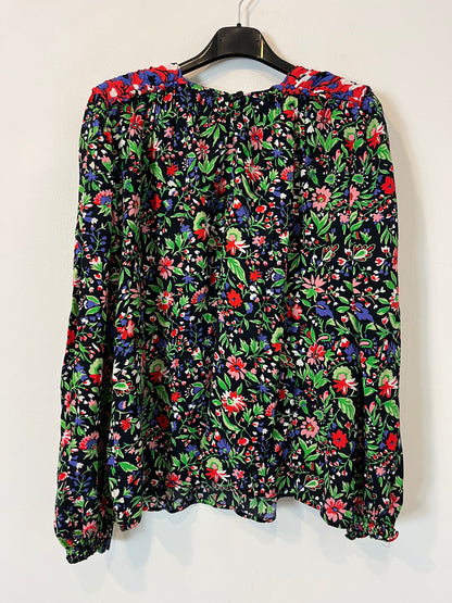 ZARA. Blusa flores hombreras. T S
