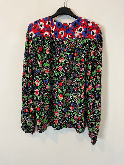 ZARA. Blusa flores hombreras. T S