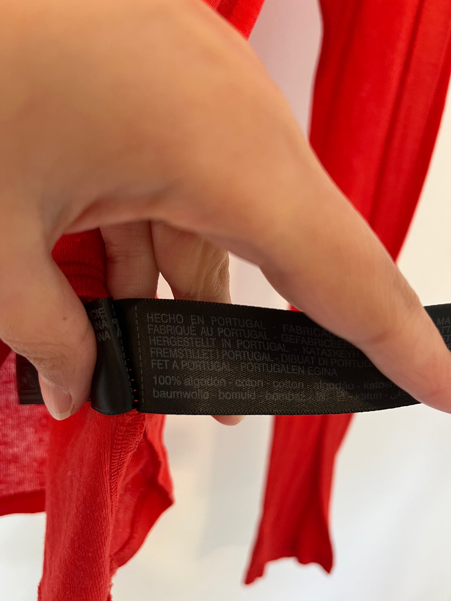 MASSIMO DUTTI. Top rojo algodón manga larga. T S