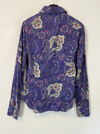 ETRO. Camisa morada estampada. T 44 (S)