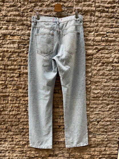 ZARA. Denim recto pedrería. T 36